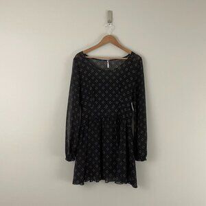 Free People Baby Dee Chiffon Fit & Flare Dress in Black Combo Size Medium